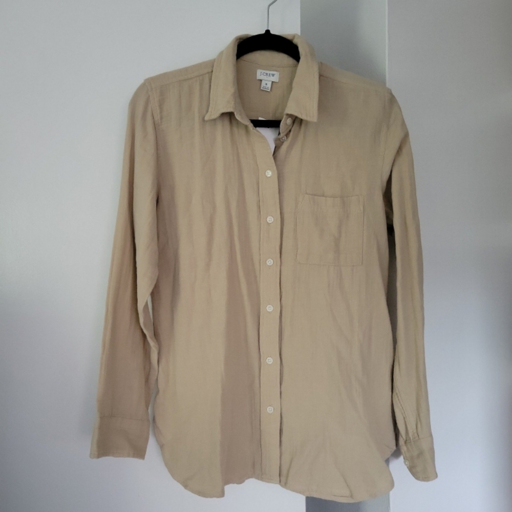 NWT J. CREW 100% Cotton Beige Button Down Shirt